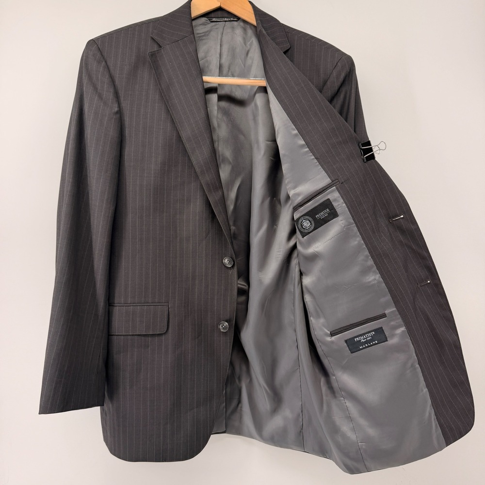 J. Press Suit Jacket Men 40R Charcoal Grey Pinstripe Wool Presstige Parker 2-Btn